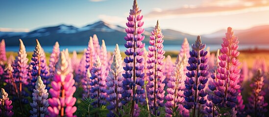 The stunning lupin blossoms during the springtime in New Zealand - obrazy, fototapety, plakaty