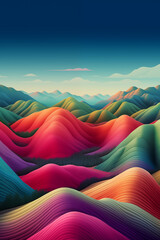 Illustration d'un paysage de montagne hyper coloré