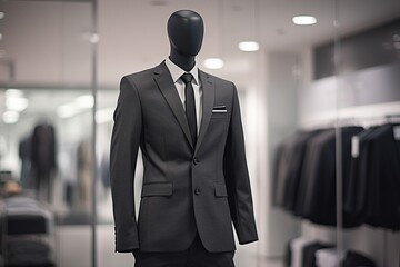 Elegant Mannequin Showcased in Upscale Men's Clothing Store