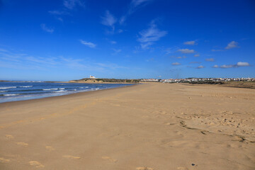 Beautiful Das Furnas beach with golden sand in Portugal