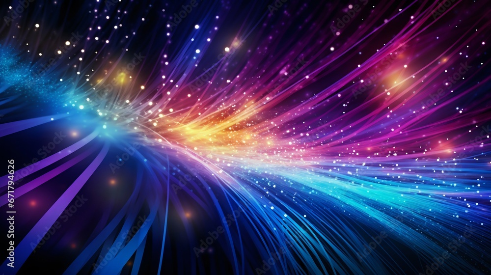 Poster illuminated optical fiber array. generative ai