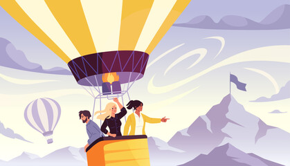 Team at air balloon vector concept © Aleksey