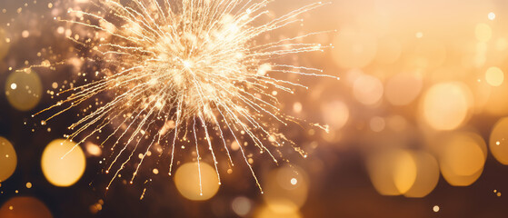 Explosion of fireworks , The fiery tails of comets, light up the dark sky for New Year celebration...
