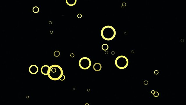 Abstract video background for editing footage and screensavers for posting information or illustrations, yellow circles on a dark background, 4k resolution