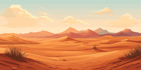 Desert flat landscape design vector illustration