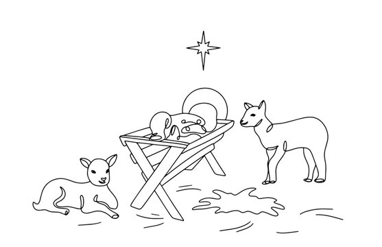 Jesus in the manger. One line