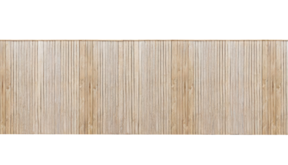 a wall, fence, picket stylish wooden garden wall panel, barrier, or border, isolated on a transparent background. PNG, cutout, or clipping path.