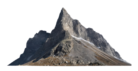heavy rocky mountain isolated on transparent background . PNG, cutout, or clipping path.	