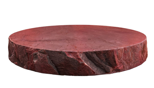 red rock Pedestal with sharp line on isolated transparent background. Podium for advertising, podium for products. PNG.
