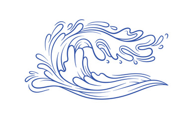 Fototapeta na wymiar Water splash blue minimalistic sketch vector