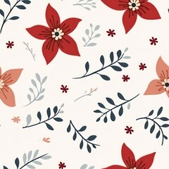 Poinsettia Flowers seamless Pattern. Generativ AI.