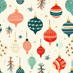 "Timeless Treasures: Vintage Christmas Ornaments in a Pattern" Generativ AI.