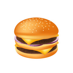 Hamburger or cheeseburger with meat and cheese Fast food meal