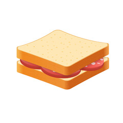 Sandwich from fresh bread with sausage Illustration of fast food meal