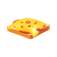 Sandwich from fresh bread with sausage and cheese Illustration of fast food meal