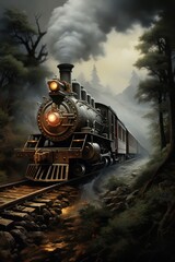 Steam locomotive illustration background wallpaper