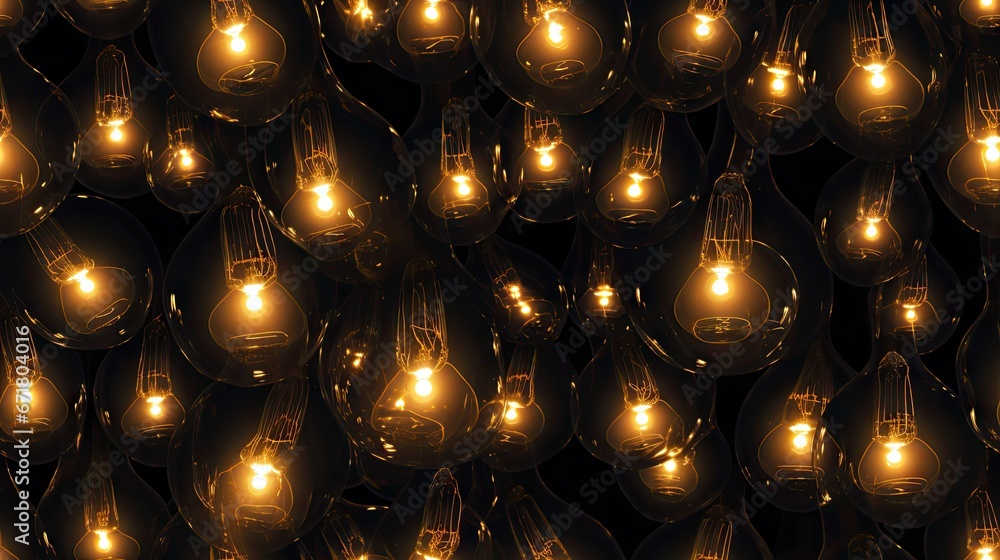 Poster a large group of light bulbs that are lit up in a dark room with one light turned on and the other t