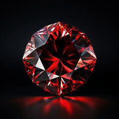 Red diamond on a black background. 3d rendering, 3d illustration.