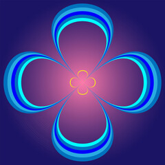 Vector abstract illustration in the form of a blue flower on a purple background