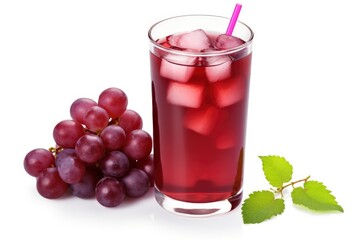 A Refreshing Glass of Red Wine with a Cluster of Grapes Created With Generative AI Technology