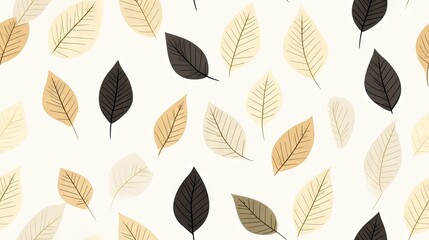  a bunch of leaves that are on a white surface with a black and brown design on the bottom of the leaves.  generative ai