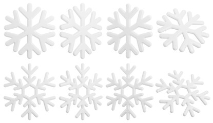 White snowflake set. 3D rendering.