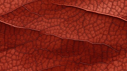 Fototapeta premium a close - up of a red leaf's vein, which looks like it has been cut in half. generative ai