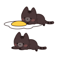 Brown kawaii kitten lying