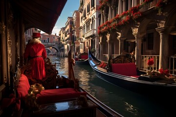 The timeless beauty of a Venetian gondola ride.
 - obrazy, fototapety, plakaty