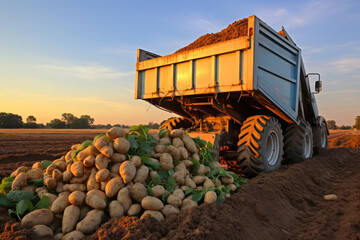 Freshly harvested potatoes from the field