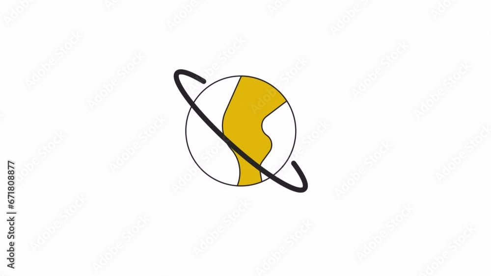 Aufkleber universe saturn planet floating line 2d object animation. solar system planetary flat color cartoon 