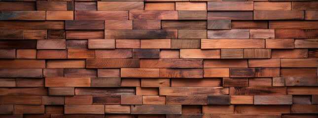 Wooden Wall in the Style of Bricks: Earthy Colors and Depth