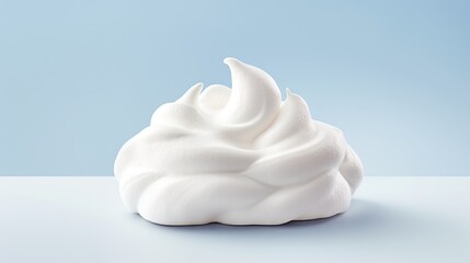  a close up of a whipped cream container on a table with a blue background and a light blue wall in the background.  generative ai