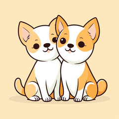 They cute couple dog together lovely moment. vector illustration.