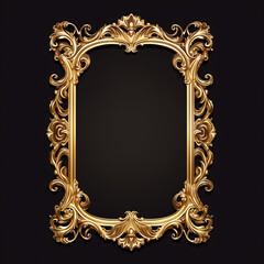 Classic golden frame for paintings, mirrors or photo. 3d rendering, mockup, copy space