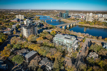 Obraz premium Aerial of the Nutana Neighborhood in Saskatoon