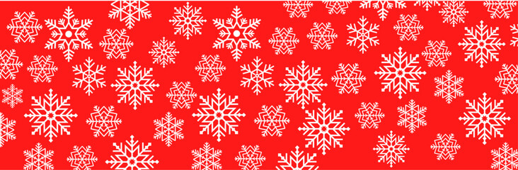 Naklejka na ściany i meble Snowflakes, Snow, New Year red festive background with white falling snowflakes eps10