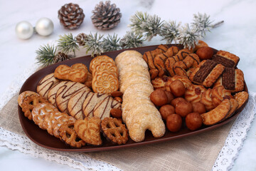 Christmas cookies on a plate.