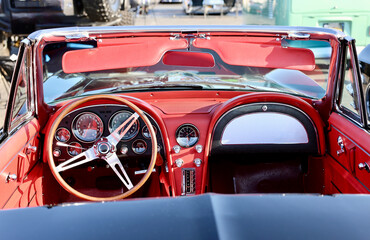 Obraz premium classic car dashboard interior details