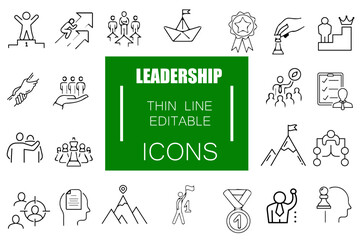 Leadership Line Editable Icons set. Vector illustration in modern thin line style of management icons: leader, delegation, control and responsibility