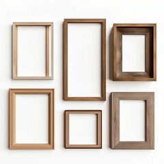 Wooden picture frame isolated on white background. 3d render.