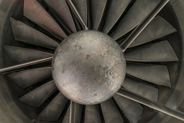 engine turbine of an old jet plane