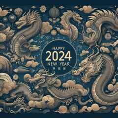 the golden dragon. Chinese horoscope, new year of the dragon 2024. background for the design