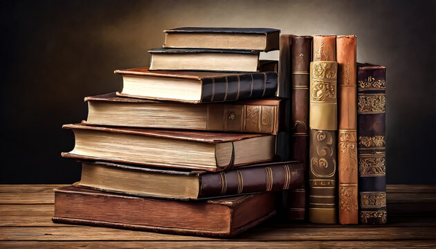ILUSTRACION DE PILA DE LIBROS VIEJOS, ANTIGUOS