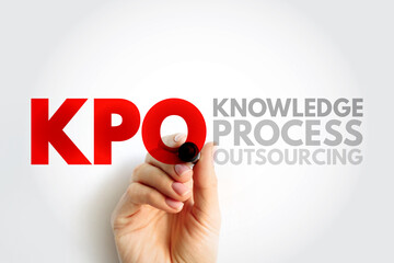 KPO Knowledge Process Outsourcing - outsourcing of core information-related business activities which are competitively important of a company's value chain, acronym text concept background - obrazy, fototapety, plakaty