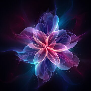 Abstract flower with bright colors sparks petals wallpaper image AI generated art