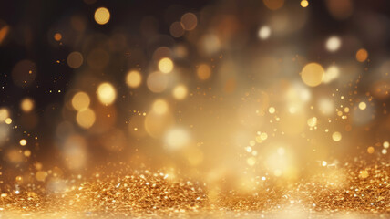 Fototapeta na wymiar Defocused gold glitter background. Gold abstract bokeh background. Christmas abstract background.