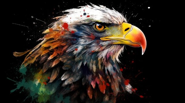 Abstract splatter painting eagle profile beautiful image Ai generated art