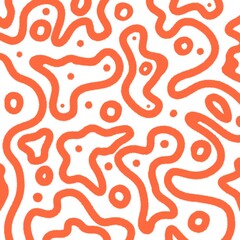 Bright orange camouflage floral seamless pattern hand drawn