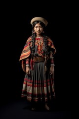 native peruvian woman wearing traditional dress